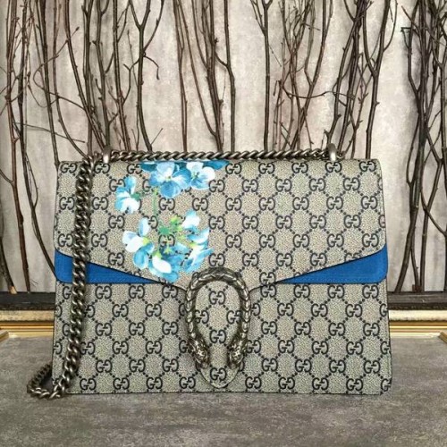 Чанта през рамо Gucci Dionysus GG Canvas 400235 Синя