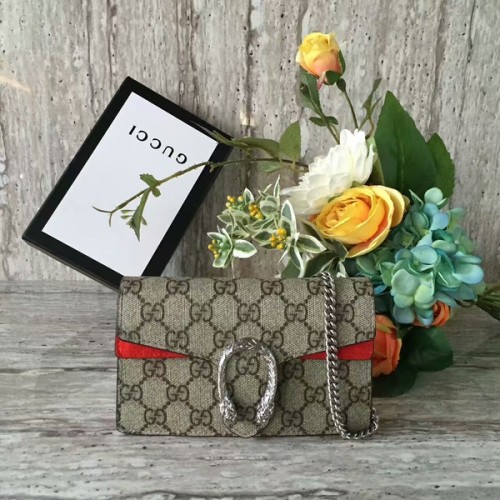 Чанта за рамо Gucci Dionysus GG Supreme Mini 476432 Червена