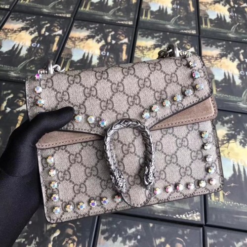 Gucci Dionysus GG Supreme платнена кристална мини чанта 421970 кайсия