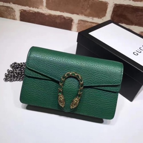 Кожена супер мини чанта Gucci Dionysus 476432 зелена