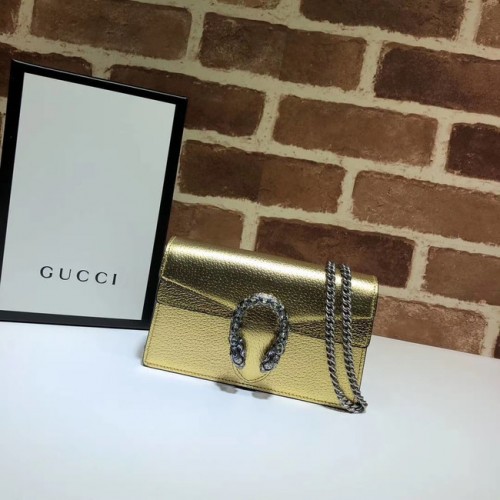 Кожена супер мини чанта Gucci Dionysus 476432 златиста