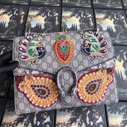 Чанта за рамо Gucci Dionysus средна 403348 сива