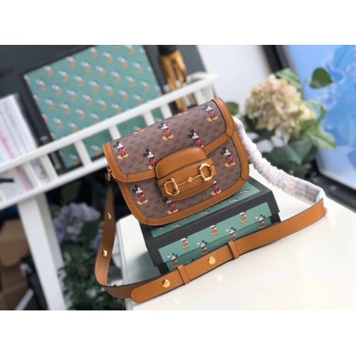 Малка чанта за през рамо Gucci Disney x Mickey Mouse 602205 Кафява