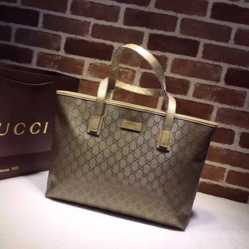 Чанта Gucci GG Imprime Tote 211137 цвят шампанско злато