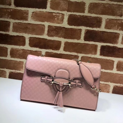 Кожена чанта за рамо Gucci GG 449635 Розова