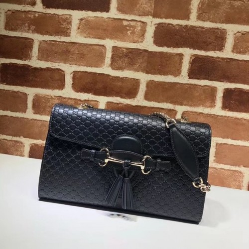 Кожена чанта за рамо Gucci GG 449635 черна