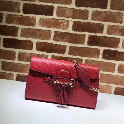 Кожена чанта за рамо Gucci GG 449635 червена