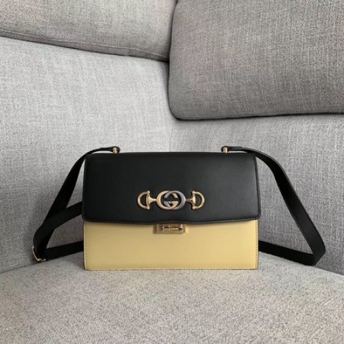 Кожена чанта през рамо Gucci GG A576388 Черно и бяло