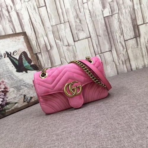 Gucci GG Marmont бродирана кадифена мини чанта 446744T розова