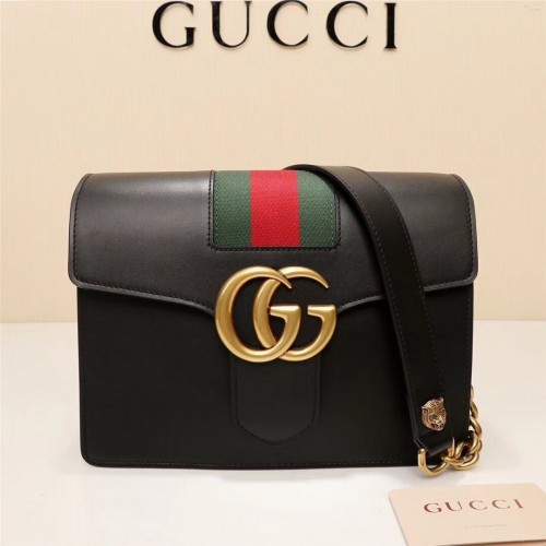 Кожена чанта през рамо Gucci GG Marmont 476468 черна