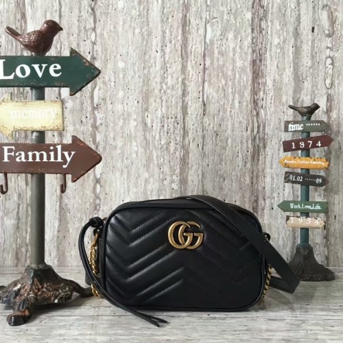 Мини чанта през рамо Gucci GG Marmont Matelasse 448065A черна