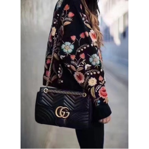 Чанта през рамо Gucci GG Marmont Matelasse 443496 черна