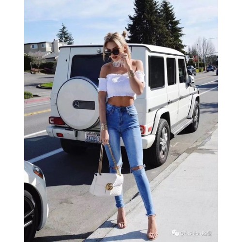 Чанта през рамо Gucci GG Marmont Matelasse 443496 OffWhite