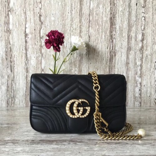 Чанта през рамо Gucci GG Marmont Matelasse 443497 Черна