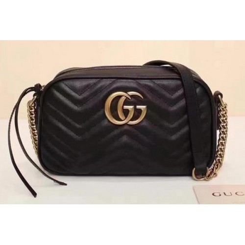 Чанта през рамо Gucci GG Marmont Matelasse 447632 черна