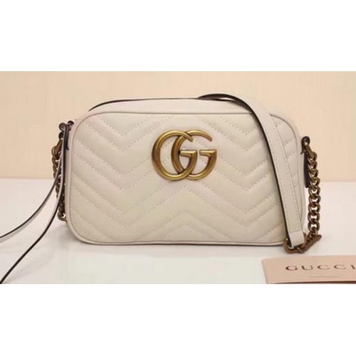 Чанта през рамо Gucci GG Marmont Matelasse 447632 OffWhite