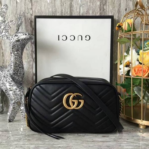 Чанта през рамо Gucci GG Marmont Matelasse 447632A черна