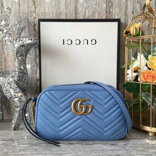 Чанта през рамо Gucci GG Marmont Matelasse 447632A синя