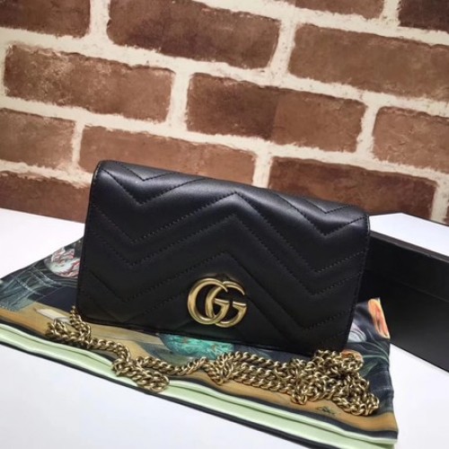 Мини чанта Gucci GG Marmont Matelasse 448426 черна