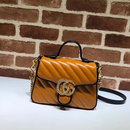 Чанта Gucci GG Marmont Mini с горна дръжка 583571 коняк