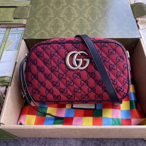 Малка чанта за рамо Gucci GG Marmont в многоцветен цвят 447632 червена