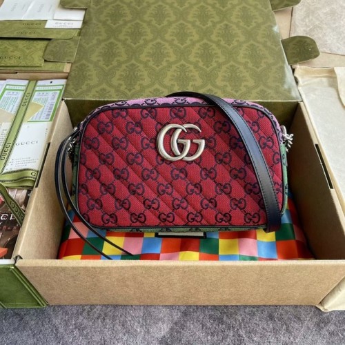 Малка чанта за рамо Gucci GG Marmont в многоцветен цвят 447632 червено-жълто-зелено-прахово