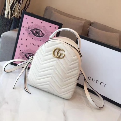 Кожена раница Gucci GG Marmont Quilted 476671 бяла