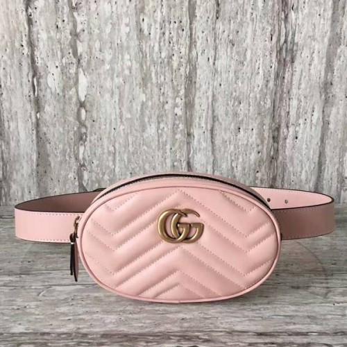 Кожена чанта Gucci GG Marmont Quilted 476434 Розова
