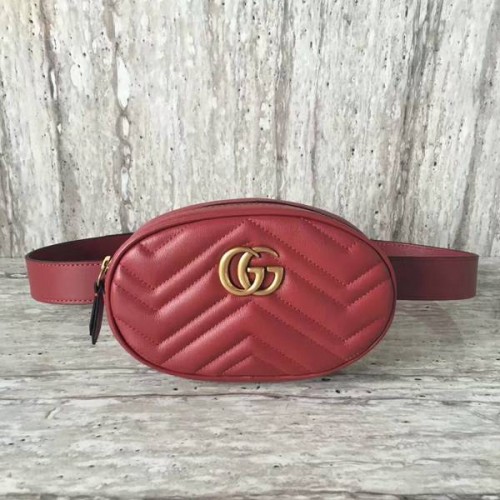 Кожена чанта Gucci GG Marmont Quilted 476434 червена