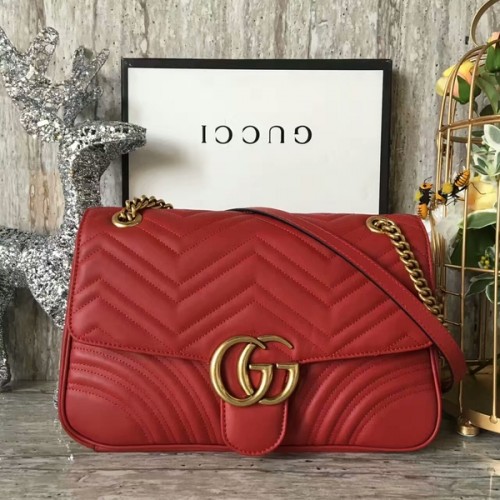Чанта през рамо Gucci GG Marmont от кадифе 443496A червена