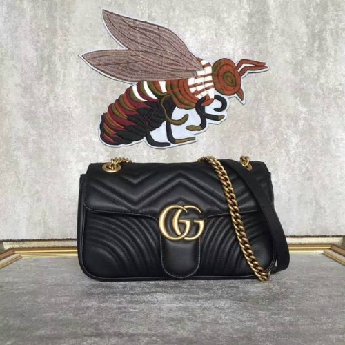 Чанта през рамо Gucci GG Marmont Sheenskin 443497A черна