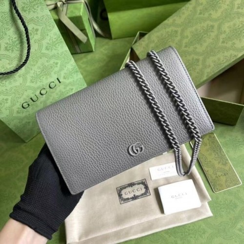 Портфейл с верижка Gucci GG Marmont 497985 СИВ