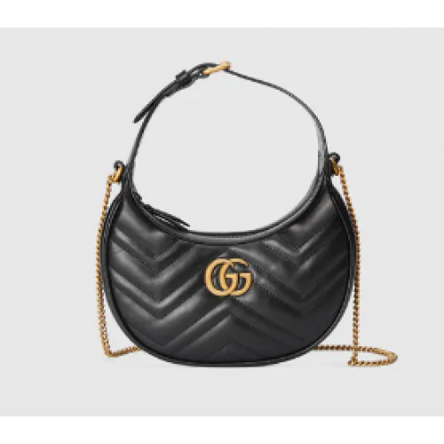 Мини чанта Gucci GG Marmont с форма на полумесец 699514 черна