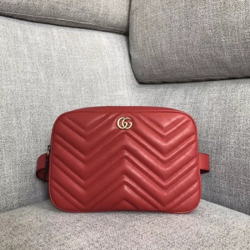 Чанта за колан Gucci GG Marmont matelasse 523380 червена