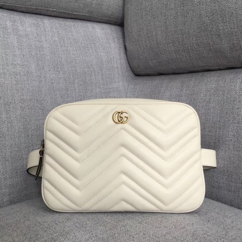 Чанта за колан Gucci GG Marmont matelasse 523380 бяла
