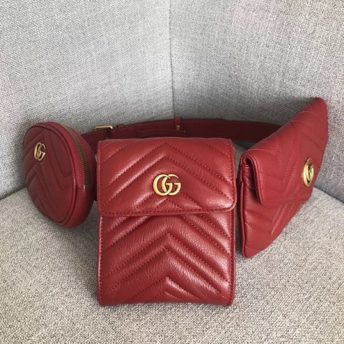Чанта за колан Gucci GG Marmont matelasse 524597 червена