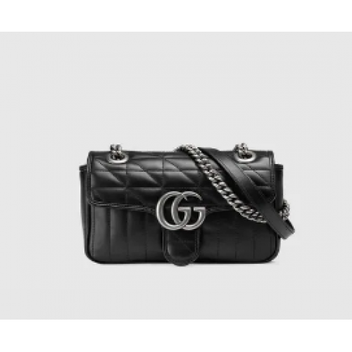 Мини чанта Gucci GG Marmont от мателасе 446744 черна