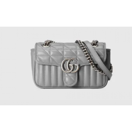 Мини чанта Gucci GG Marmont от мателасе 446744 сива