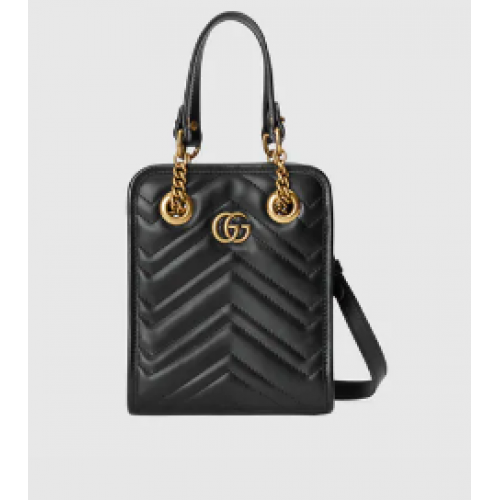 Мини чанта Gucci GG Marmont от мателасе 696123 черна