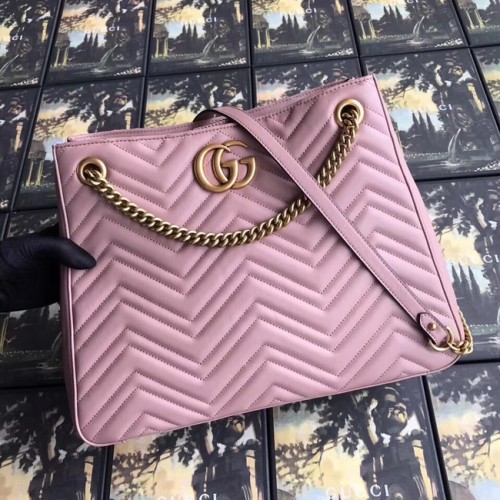 Чанта през рамо Gucci GG Marmont средна дължина мателасе 453569 розова