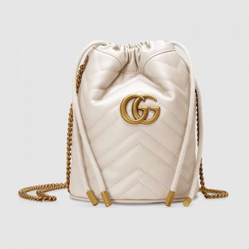 Мини чанта тип „кофа“ Gucci GG Marmont 575163 бяла