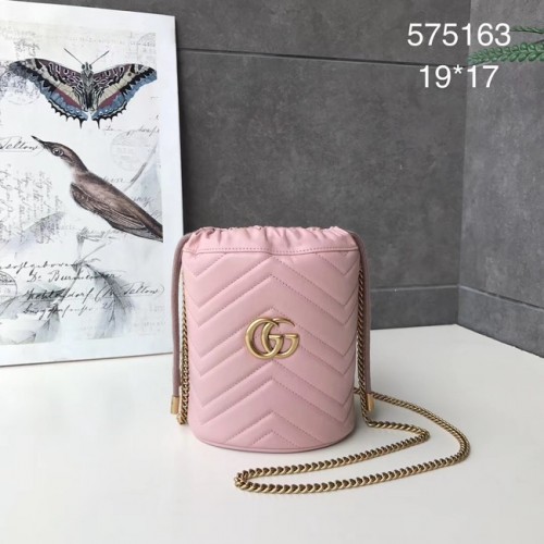 Мини чанта тип „кофа“ Gucci GG Marmont 575163 розова