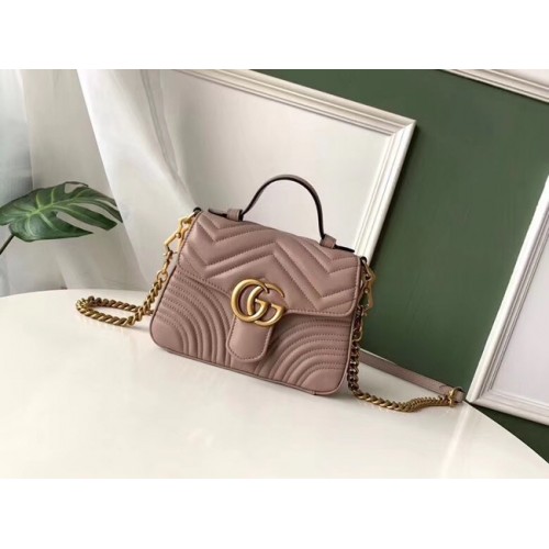 Мини чанта с горна дръжка Gucci GG Marmont 547260 в прашно розово