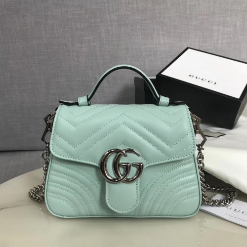 Мини чанта с горна дръжка Gucci GG Marmont 547260 светло зелена