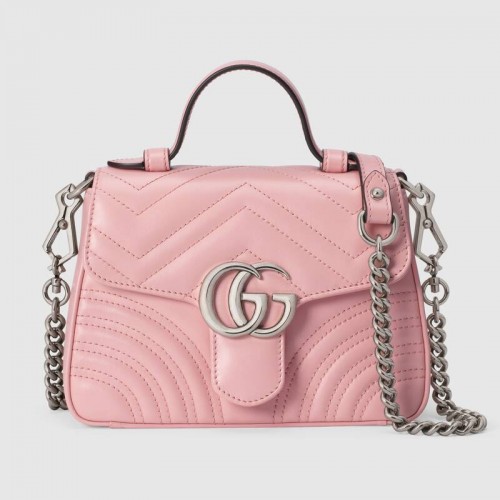Gucci GG Marmont мини чанта с горна дръжка 547260 розова