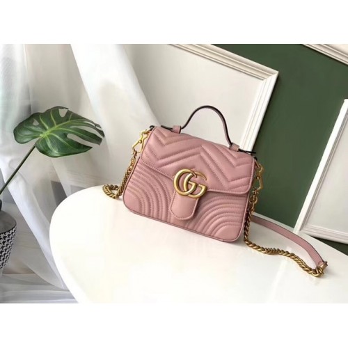 Gucci GG Marmont мини чанта с горна дръжка 547260 розова