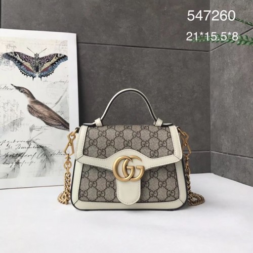 Мини чанта с горна дръжка Gucci GG Marmont 547260 бяла