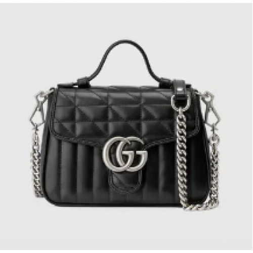 Мини чанта с горна дръжка Gucci GG Marmont 583571 черна