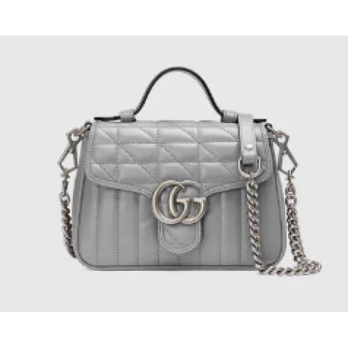 Gucci GG Marmont мини чанта с горна дръжка 583571 сива