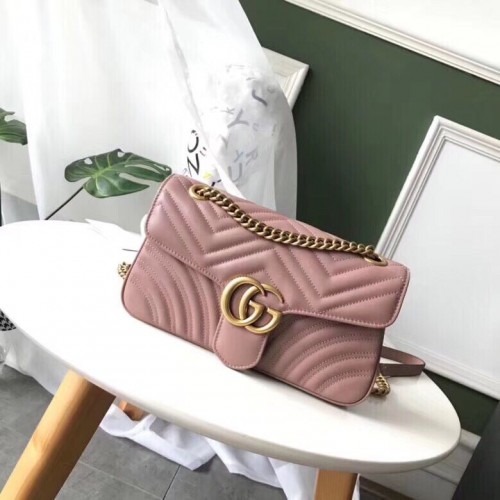 Малка чанта през рамо Gucci GG Marmont Original Leather 443497 розова